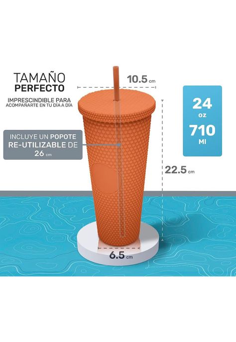 Vaso Tumbler Venti Con Bombilla 710ml Keep Naranja-1