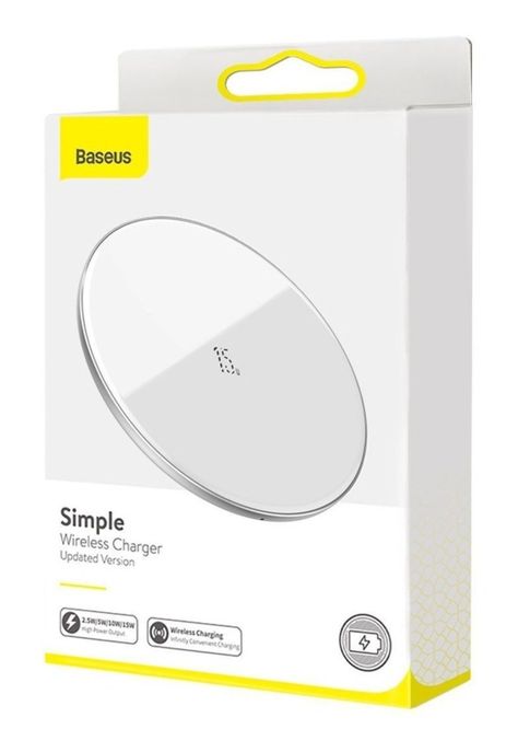Base Cargador Inalámbrico Blanco Baseus 15W Compatible con IOS/Android-3