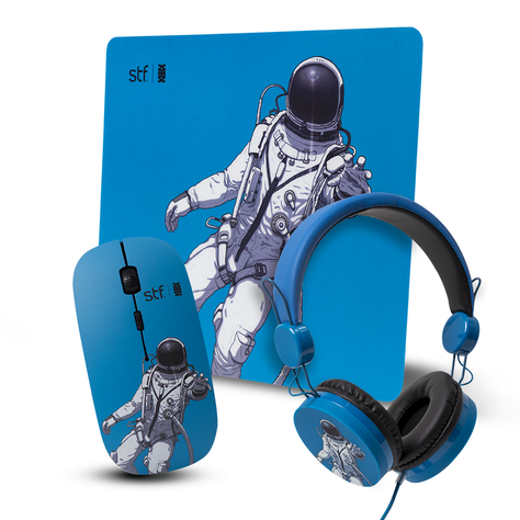 Pack 3 En 1 STF  Mouse Audifono Mouse Pad Astronauta-0