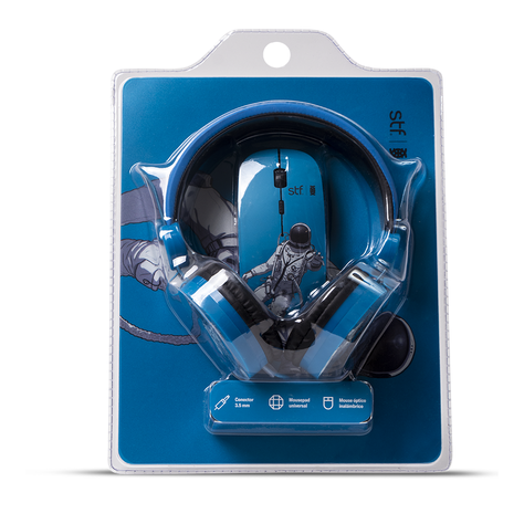 Pack 3 En 1 STF  Mouse Audifono Mouse Pad Astronauta-4