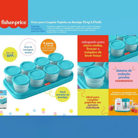Potes para Congelar Papilla Bandeja 8 Fisher Price Azul-1