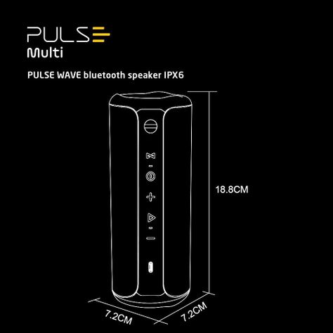 Parlante Portatil Bluetooth Pulse Wave3 Ipx6 Led SP608-3