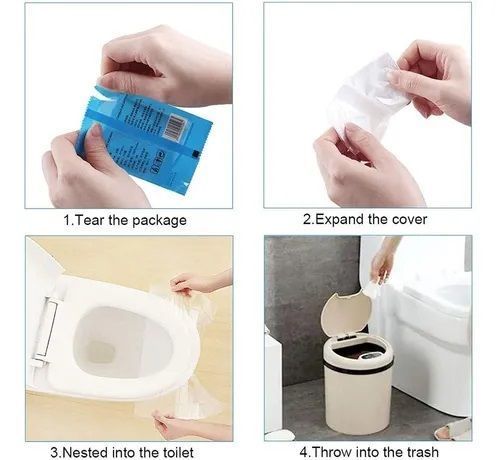 50x Cubre Inodoro Desechable Wc Protector Baño Impermeable-2