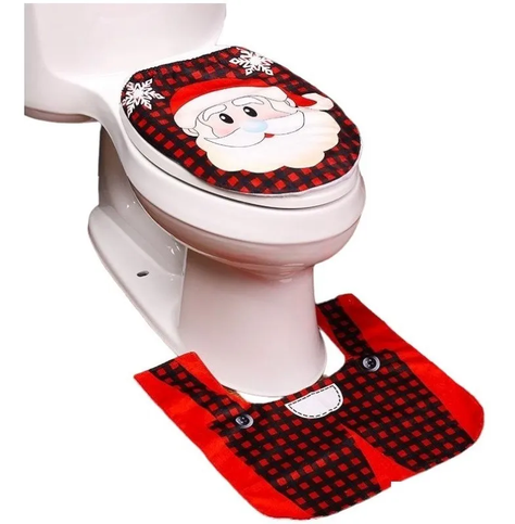 Fundas De Navidad Set Juego De Baño Decoracion Navideña 2pzs Santa-0