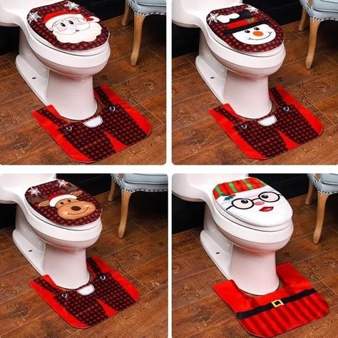 Fundas De Navidad Set Juego De Baño Decoracion Navideña 2pzs Santa-1