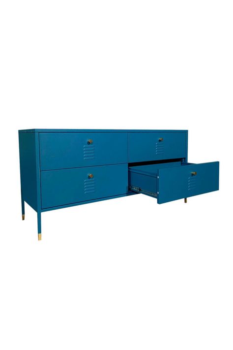 Cómoda tipo Rack 4 Cajones Metálica Verde Petróleo-2