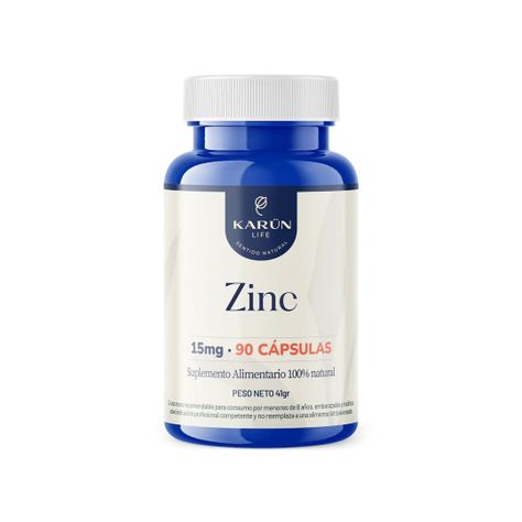 Zinc 90 Cápsulas 15mg Karun Life-0