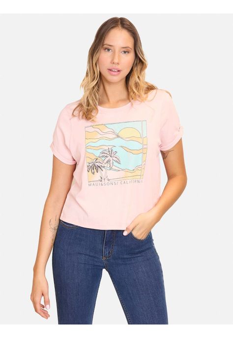 Polera MC California Summer Rosado Mujer Maui And Sons-0