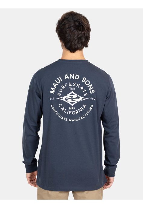 Polera ML Island Escape Hombre Gris Maui And Sons-1