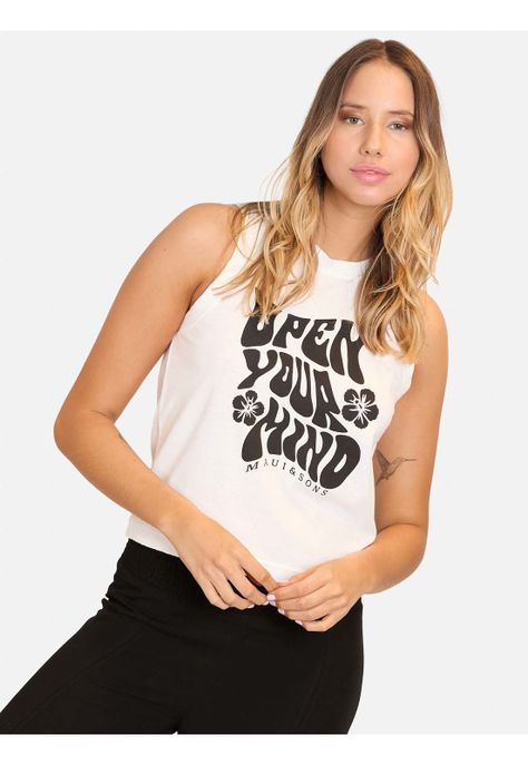 Polera MC Open Your Mind Blanco Mujer Maui And Sons-2