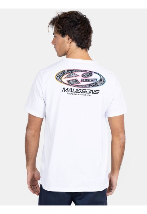 Polera MC Old School Beach Blanco Hombre Maui And Sons-1
