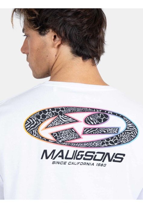 Polera MC Old School Beach Blanco Hombre Maui And Sons-2