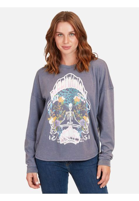 Polera Meditation Skull Mujer Azul Maui And Sons-0