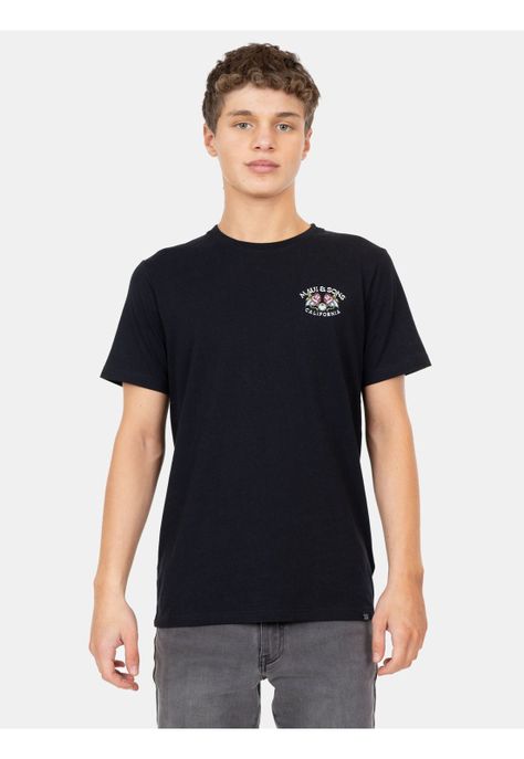 Polera MC Skull With Flowers Negro Infantil Maui And Sons-0