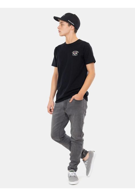 Polera MC Skull With Flowers Negro Infantil Maui And Sons-3