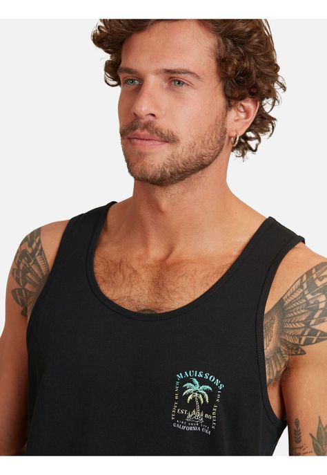 Polera Venice Beach Gradient Tanks Hombre Negro Maui And Sons-3