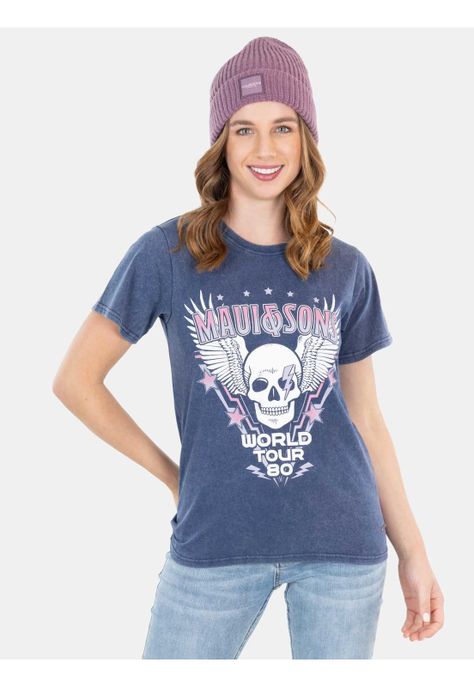 Polera Rock Tour T-Shirt Azul Mujer Maui And Sons-0