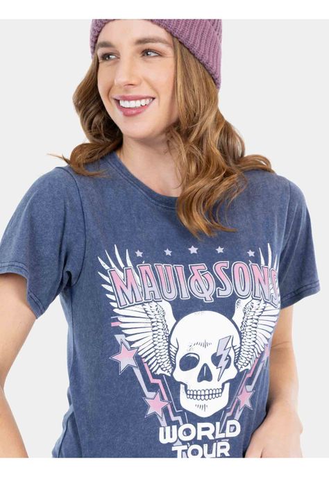 Polera Rock Tour T-Shirt Azul Mujer Maui And Sons-2