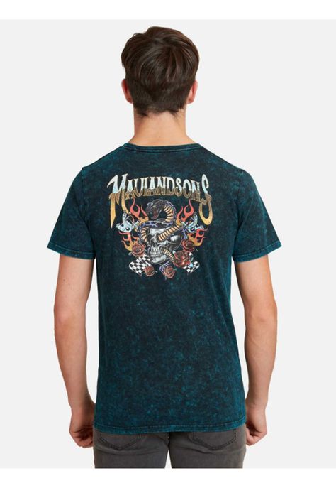 Polera Maui Seal Process Pigment Juvenil Hombre Azul Maui And Sons-1