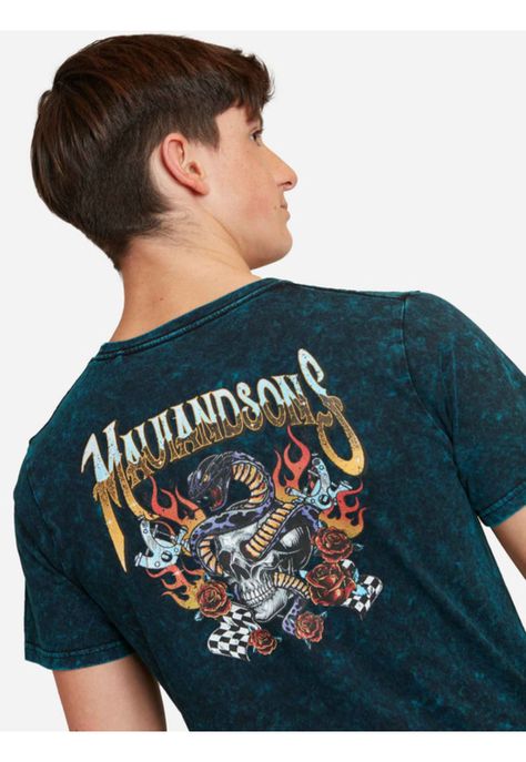 Polera Maui Seal Process Pigment Juvenil Hombre Azul Maui And Sons-2
