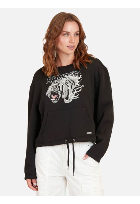 Poleron Savage Tiger Mujer Negro Maui And Sons-0
