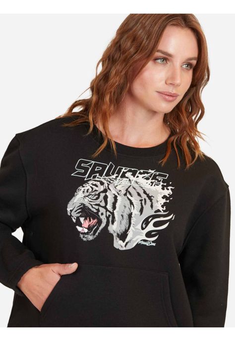 Poleron Savage Tiger Mujer Negro Maui And Sons-2