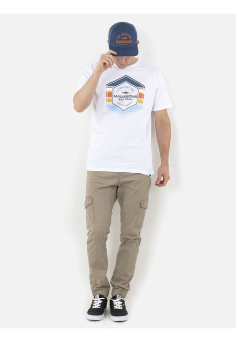Polera GEOMETRIC SUNSET Hombre Blanco Maui and Sons-3