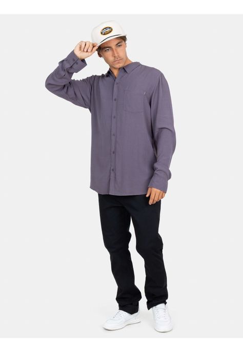 Camisa ML Sunset Shore Morado Hombre Maui And Sons-2