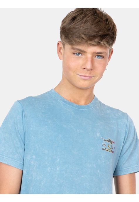 Polera MC Anml Shark Celeste Infantil Maui And Sons-3