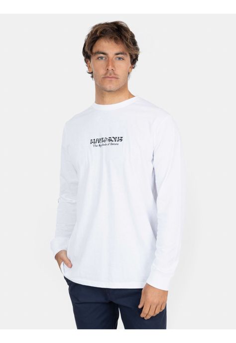 Polera ML Tiki Tribe Hombre Blanco Maui And Sons-0