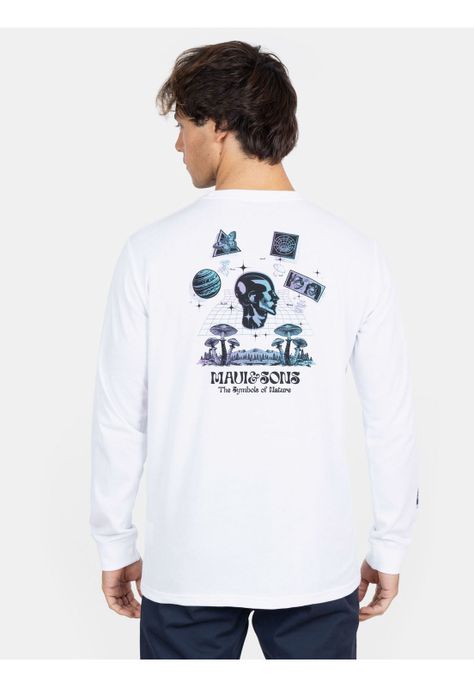 Polera ML Tiki Tribe Hombre Blanco Maui And Sons-1