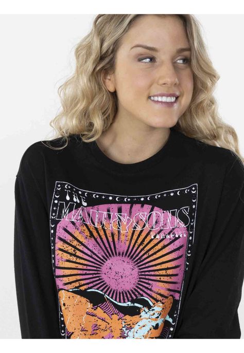 Poleron BUTTERFLY IN CREW Mujer Negro Maui and Sons-2