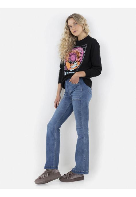Poleron BUTTERFLY IN CREW Mujer Negro Maui and Sons-3