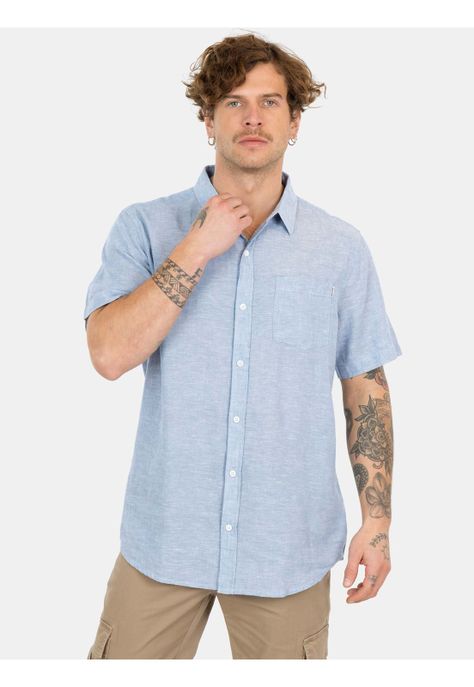 Camisa MC Mirabe Azul Hombre Maui And Sons-0