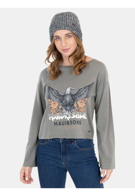 Polera Hawk'S Soul T-Shirt Verde Mujer Maui And Sons-0