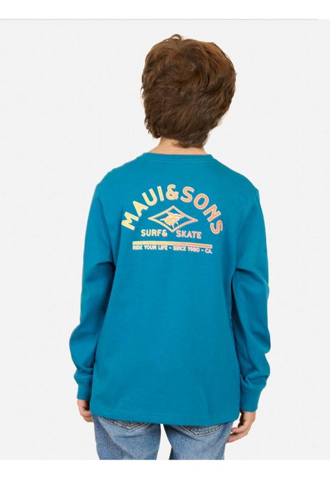 Polera ML Kahuna Celeste Infantil Maui And Sons-1