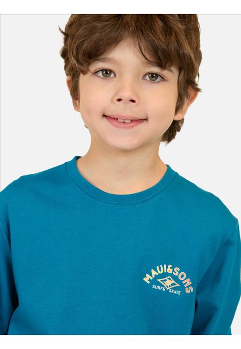 Polera ML Kahuna Celeste Infantil Maui And Sons-2