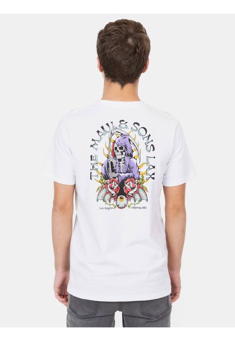 Polera MC Skull With Flowers Blanco Infantil Maui And Sons-1