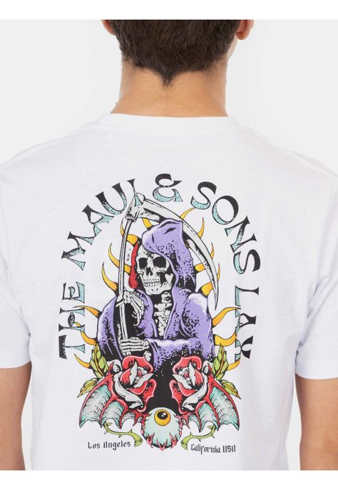 Polera MC Skull With Flowers Blanco Infantil Maui And Sons-2