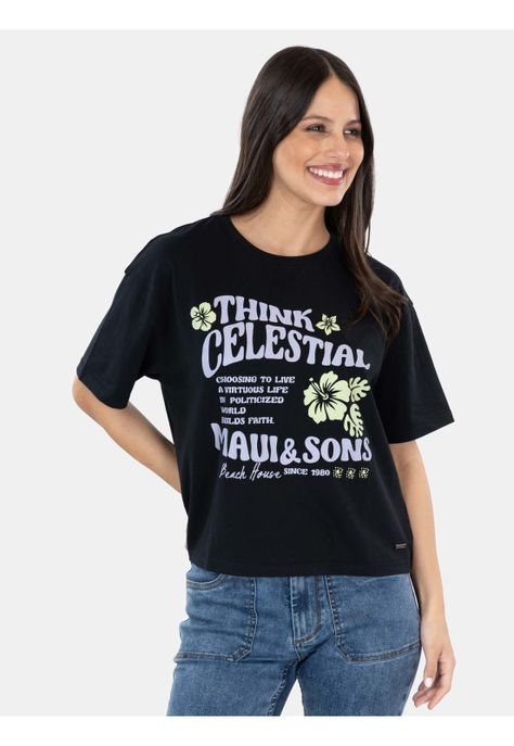 Polera MC Think Celestial Negro Mujer Maui And Sons-0