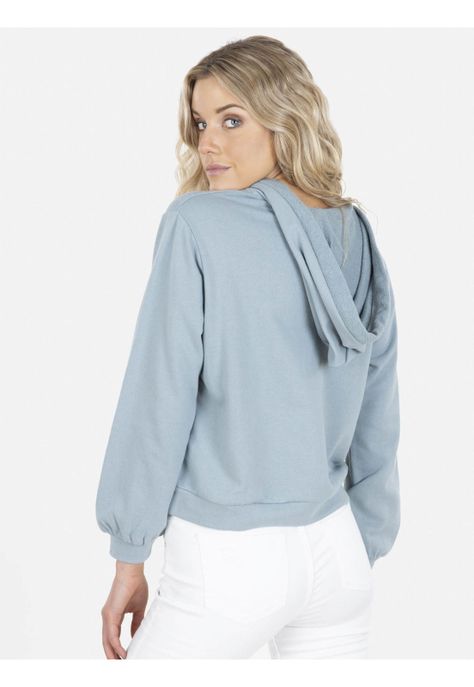 Poleron CALIFORNIA FLOWER HOODIE Mujer Celeste Maui and Sons-1