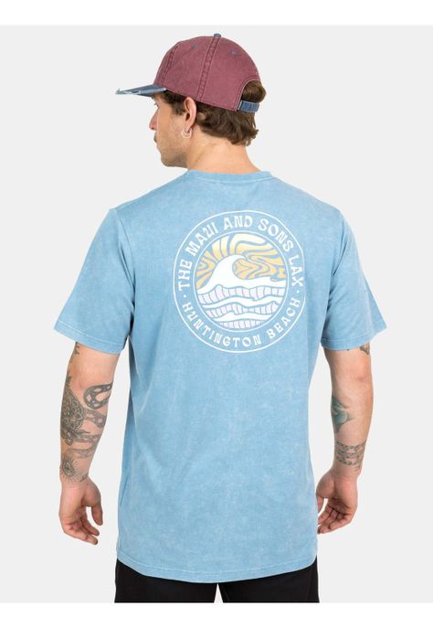 Polera MC Huntington Beach Tees  Celeste Hombre Maui And Sons-1
