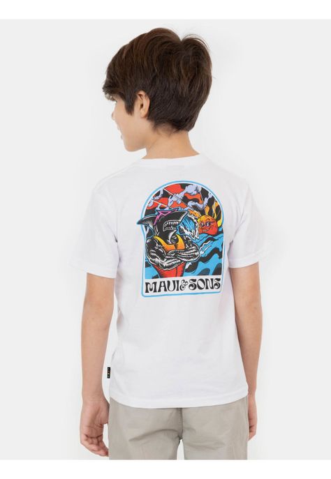 Polera MC Shark New Day Blanco Niño Maui And Sons-1