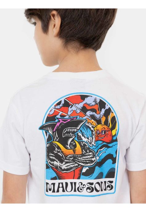 Polera MC Shark New Day Blanco Niño Maui And Sons-3