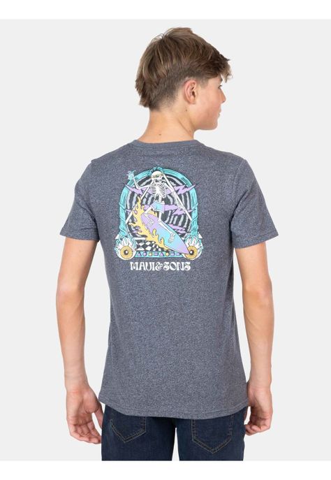 Polera MC Surf Skull Gris Infantil Maui And Sons-1