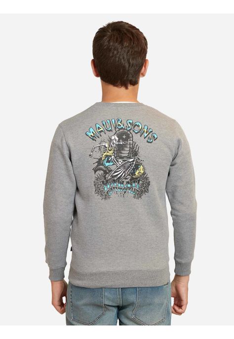 Poleron Skull Surfing On The Waves Cr Gris Infantil Maui And Sons-1