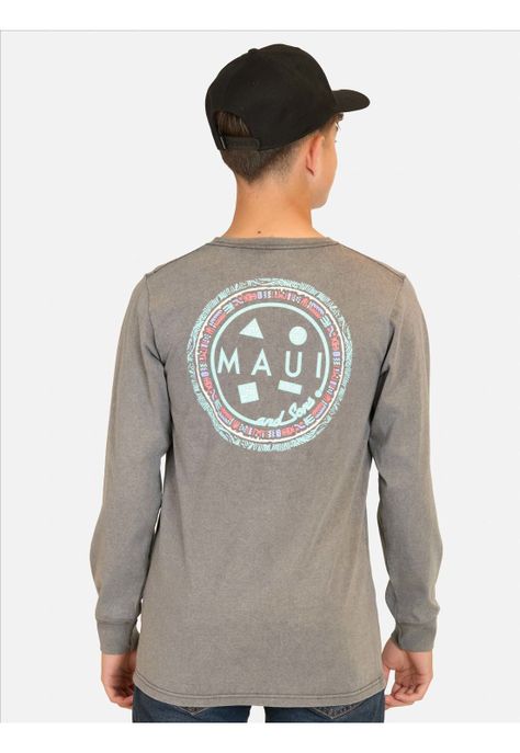 Polera ML Moai Gris Infantil Maui And Sons-1