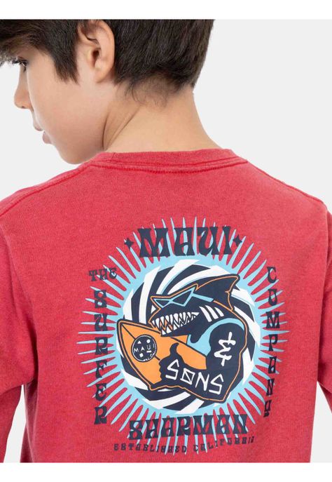 Polera ML Sharkman Rojo Niño Maui And Sons-2