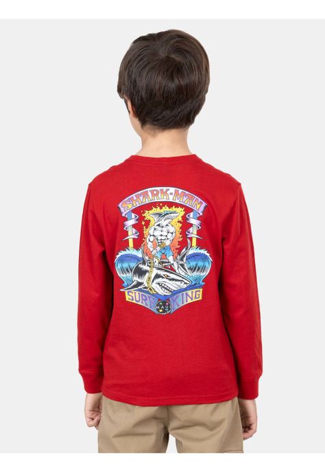 Polera ML Shark Slave Rojo Niño Maui And Sons-3