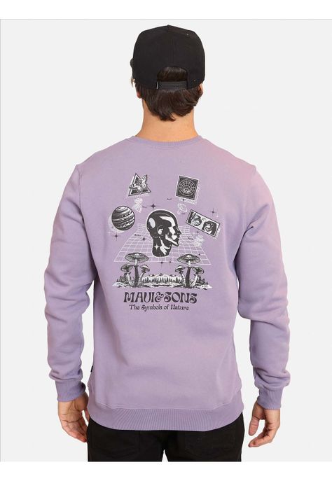 Poleron CR Round Collar Morado Hombre Maui and Sons-1
